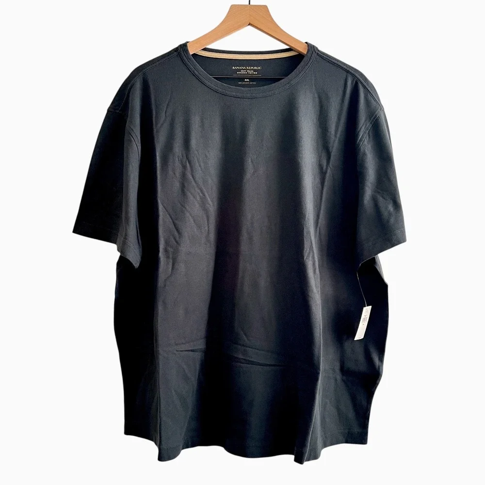 Banana Republic Men's Soft Wash Organic Cotton Crewneck Charcoal Black XXL NWT
